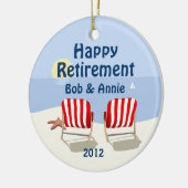 ビーチチェアの退職したでパーソナライズなオーナメント セラミックオーナメント (左)