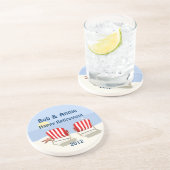 ビーチチェアの退職したでパーソナライズなコースター コースター (側面)