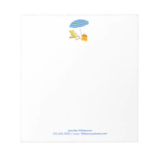 ビーチチェアアンブレラトロピカルサマーストライプ海 ノートパッド