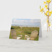 ビーチチェアオンガルベストンアイランドグリーティングカード カード (黄色い花)