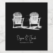 ビーチチェアディロンドバックブラックアンドホワイト結婚ズ ワインラベル (シングルラベル)