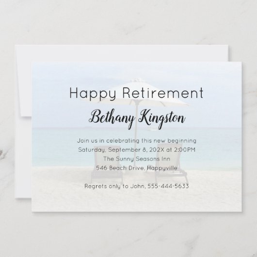 ビーチチェアハッピーリタイアメントパーティの招待状 招待状 (正面)