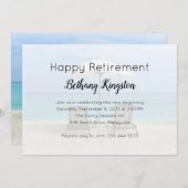 ビーチチェアハッピーリタイアメントパーティの招待状 招待状 (正面/裏面)