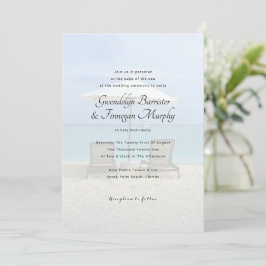 ビーチチェアパラダイスデスティネーションウェディング招待状 招待状 (スタンド正面)