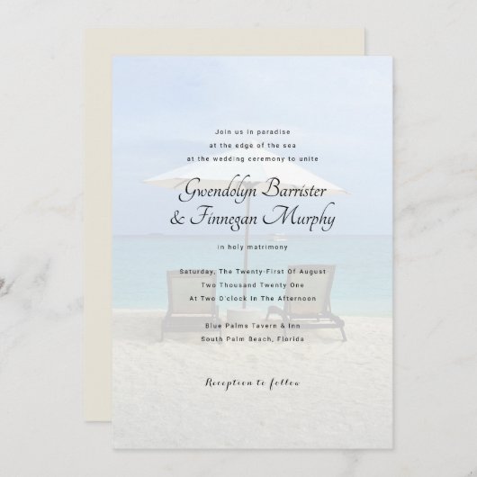 ビーチチェアパラダイスデスティネーションウェディング招待状 招待状 (正面/裏面)