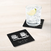 ビーチチェアブラックアンドホワイト結婚ズ スクエアペーパーコースター (インサイチュ)