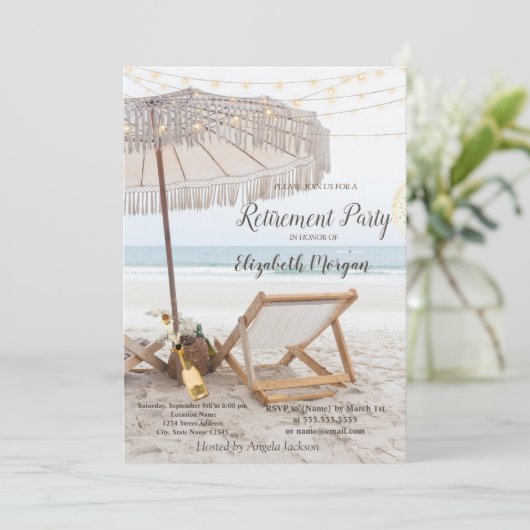 ビーチチェアワインリタイアメントパーティー 招待状 (スタンド正面)