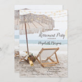 ビーチチェアワインリタイアメントパーティー 招待状 (正面/裏面)