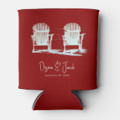 ビーチチェア赤素朴白結婚の 缶クーラー (正面)