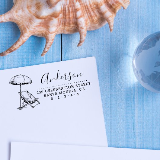 ビーチチェア&アンブレラスクリプト名差出人住所 セルフインキングスタンプ