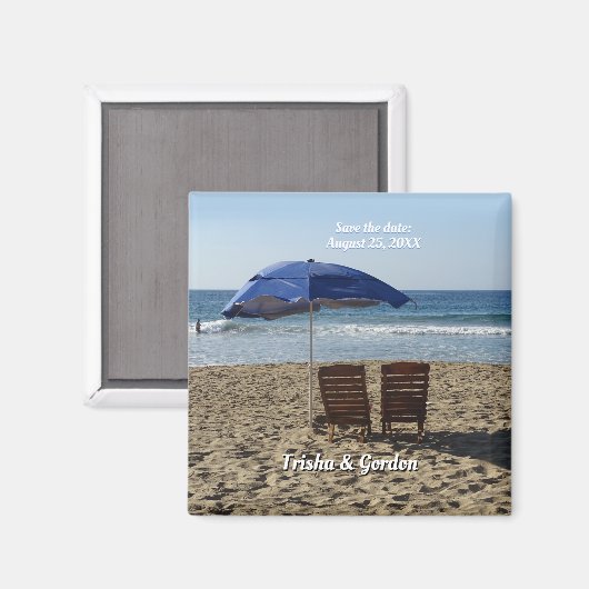 ビーチチェア&傘デートを保存カスタムする。 マグネット (正面/裏面)