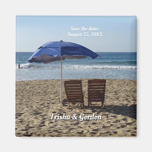 ビーチチェア&傘デートを保存カスタムする。 マグネット (正面)