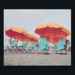ビーチチェア(青とオレンジ色の写真) ポスター<br><div class="desc">ビーチの椅子を青とオレンジの写真ポスター</div>