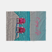 ビーチチェ楽しむアズライフコテージ素朴レイク フリースブランケット (正面(横))