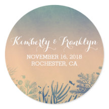 ビーチティール（緑がかった色）とブルー水中結婚式用シール