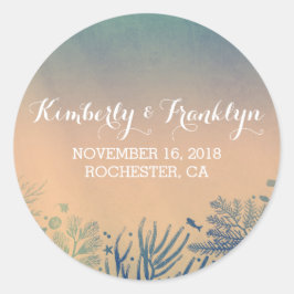 ビーチティール(緑がかった色)とブルー水中結婚式用シール ラウンドシール