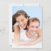 ビーチティール(緑がかった色)&コーラルコンチシェルデスティネーションウェディング 招待状 (裏面)