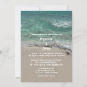 ビーチティール（緑がかった色）ブルーグリーンアートクール抽象芸術結婚ズ 招待状 (正面)