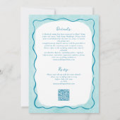 ビーチティール(緑がかった色)手描きQR RSVPオールインワン結婚ズ 招待状 (裏面)