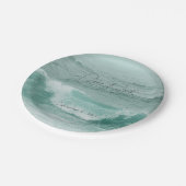 ビーチティール(緑がかった色)白航海の海波 ペーパープレート (アングル)