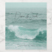 ビーチティール（緑がかった色）白航海の海波 ワインラベル (シングルラベル)