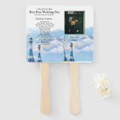 ビーチテーマのウェディングプログラム ハンドファン (正面&裏面)