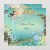 ビーチテーマのウェディング - エレガントなパーティー 招待状 (正面/裏面)