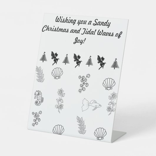 ビーチテーマのクリスマス – おもしろい引用文 台座サイン (正面)