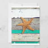 ビーチテーマのヒトデ ウェディング ラスティック 招待状 (裏面)