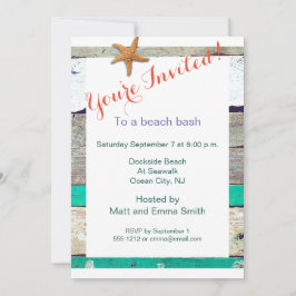 ビーチテーマのヒトデ ウェディング ラスティック 招待状