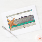 ビーチテーマのヒトデ ウェディング ラスティック 長方形シール (封筒)