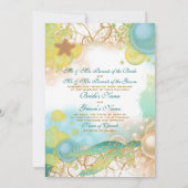 ビーチテーマの結婚ウミガメのヒトデ 招待状 (裏面)