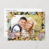 ビーチテーマの結婚式の日付を保存 案内ポストカード (正面/裏面)