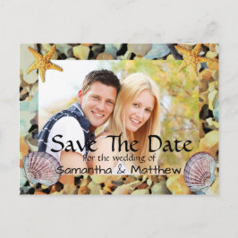 ビーチテーマの結婚式　Save The Date 案内ポストカード