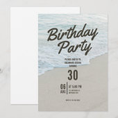 ビーチテーマの誕生日パーティー招待状 (正面/裏面)