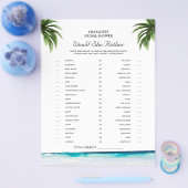 ビーチテーマの「彼女ならどちらを選ぶ?」 ブライダルシャワーゲーム チラシ (シングル)