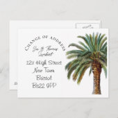 ビーチテーマアドレスの変更Palm Tree 案内ポストカード (正面/裏面)