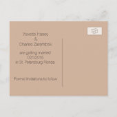 ビーチテーマウェディング日付はがきを保存 案内ポストカード (裏面)