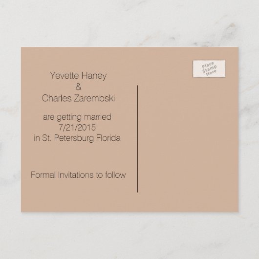 ビーチテーマウェディング日付はがきを保存 案内ポストカード (裏面)