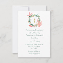 ビーチテーマクロス航海の、結婚s、クリスチャン 招待状