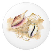 ビーチテーマシーシェルウォーターカラーアートセラミックノブ セラミックノブ (正面)