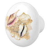 ビーチテーマシーシェルウォーターカラーアートセラミックノブ セラミックノブ (右)