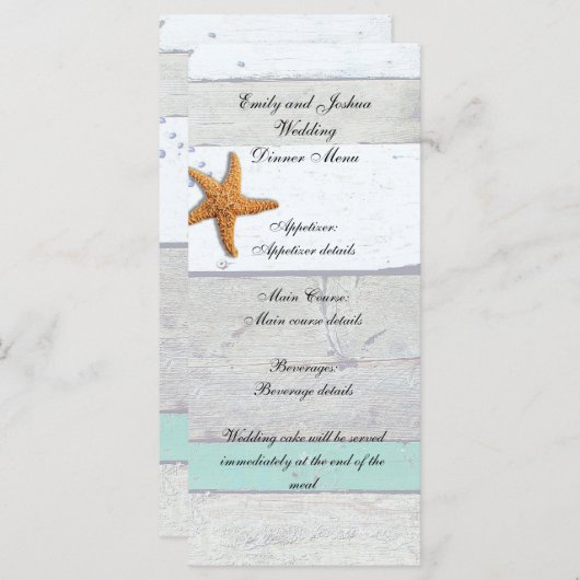 ビーチテーマスタッ結婚フィズ素朴ス メニュー (正面/裏面)