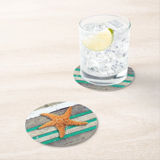ビーチテーマスタッ結婚フィズ素朴ス ラウンドペーパーコースター (インサイチュ)