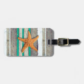 ビーチテーマスタッ結婚フィズ素朴ス ラゲッジタグ (正面横)