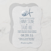 ビーチテーマスターフィッシュアンドサンドド結婚ラズ 招待状 (正面/裏面)