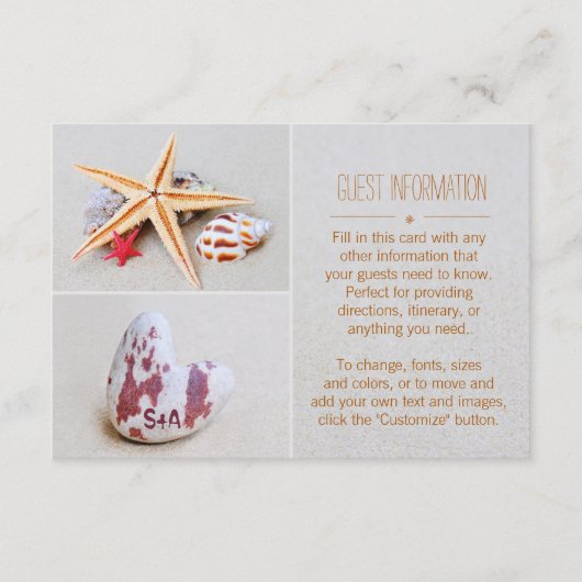 ビーチテーマスターフィッシュアン結婚ドハートズゲスト情報 エンクロージャーカード (正面)