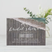 ビーチテーマスターフィッシュウッドバックグラウンドブライダルシャワー 招待状 (スタンド正面)