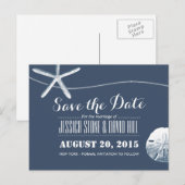 ビーチテーマスターフィッシュ&サンドドル日付を保存 案内ポストカード (正面/裏面)