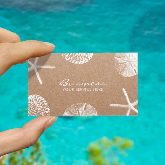 ビーチテーマスターフィッシュ&シーシェルズ素朴クラフト 名刺